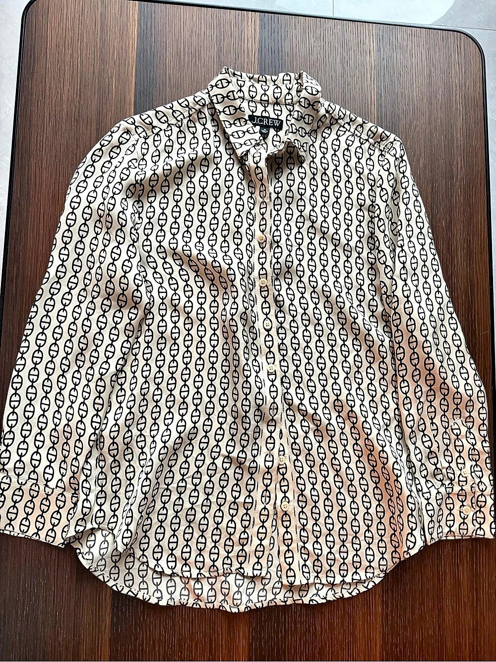 J.Crew Drapey button-up shirt in chain-print viscose twill Chain Print Shirt
